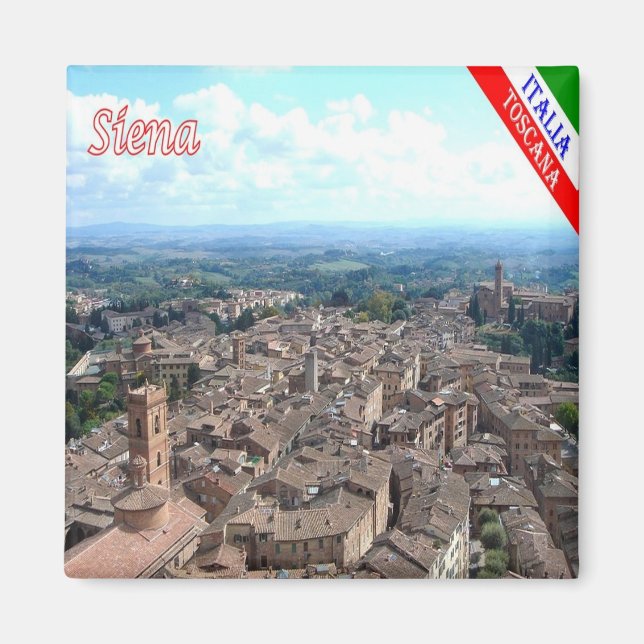 TSC044 SIENA Aerial View, Tuscany, Fridge Magnet (Front)