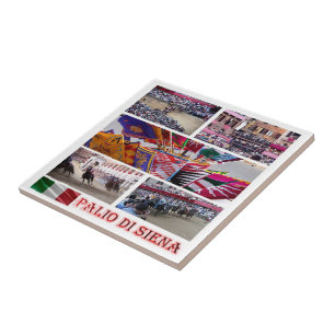 TSC060 SIENA, The Palio  Mosaic, Tuscany, Tile
