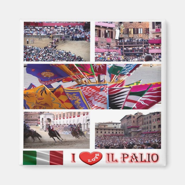 TSC062 SIENA, The Palio I Love, Mosaic, Fridge Magnet (Front)