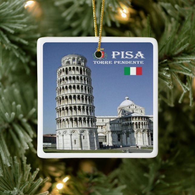 TSC096 LEANING TOWER of PISA, Tuscany, Ceramic Ornament (Tree)