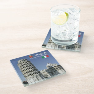 TSC096 LEANING TOWER of PISA, Tuscany,  Glass Coaster
