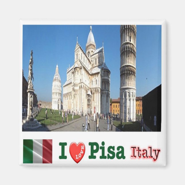 TSC098 PISA I Love, Piazza Duomo, Tuscany, Fridge Magnet (Front)