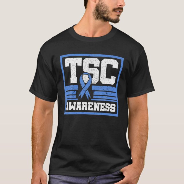 TSC Awareness Tuberous Sclerosis Complex Blue Ribb T-Shirt (Front)