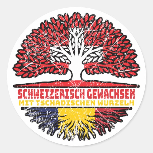 Tschad Tschadisch Schweizer Schweiz Baum Wurzel Classic Round Sticker (Front)
