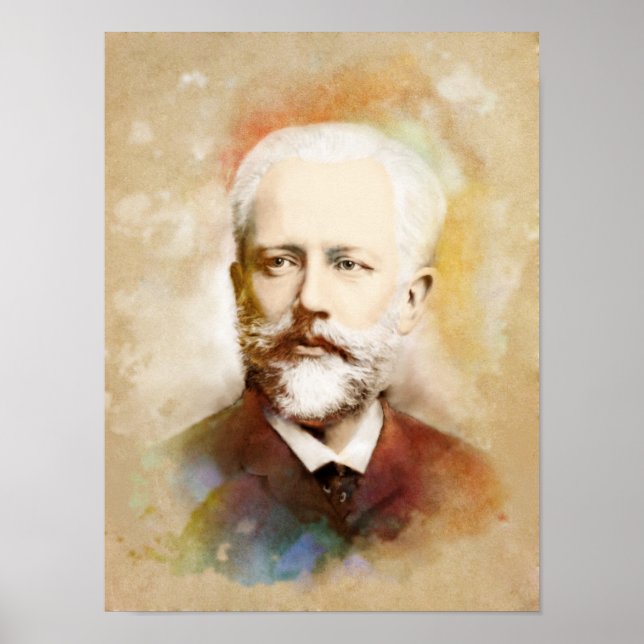 Tschaikowski/Tchaikovsky Portrait, Aquarell Style Poster (Front)