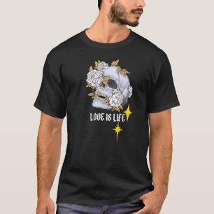 Tshirt design skull with flowers