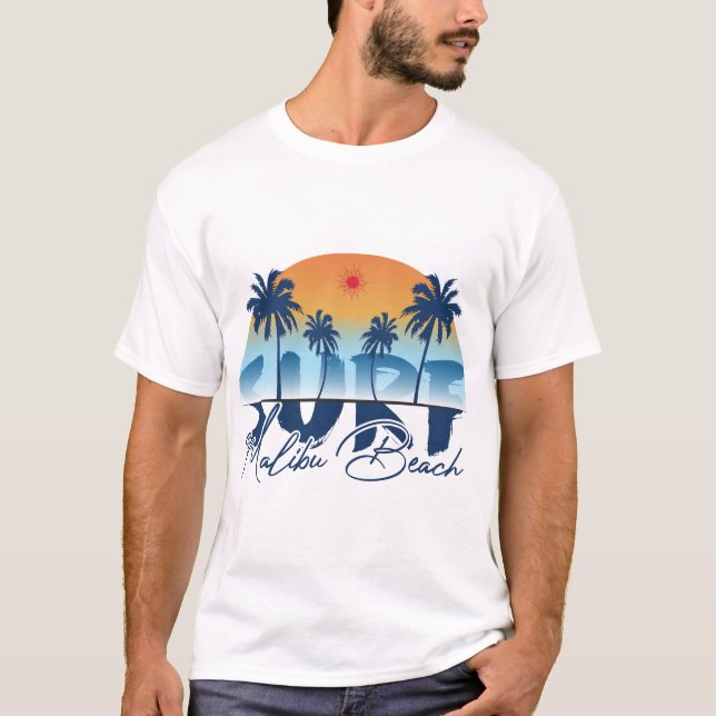 Tshirt-Design-Surf-Malibu-Beach- T-Shirt (Front)