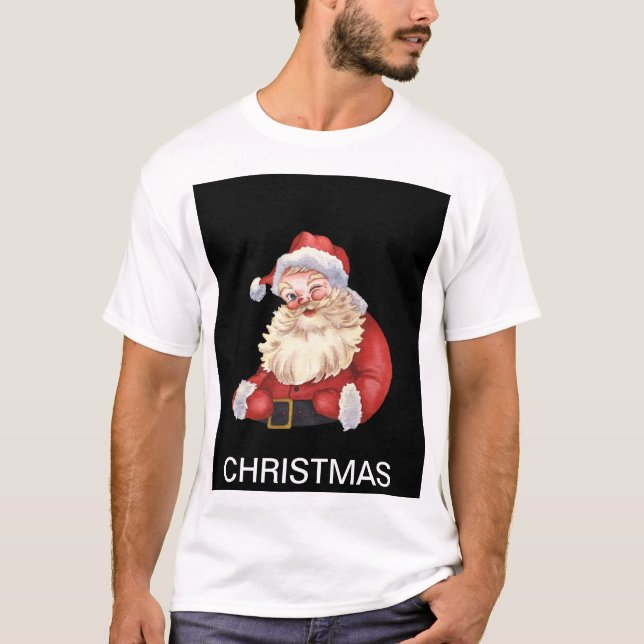 Tshirt design with christmas print welcome store. (Front)