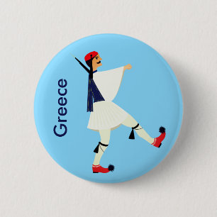 Tsolias (Evzones) with fustanella Greece souvenir 6 Cm Round Badge