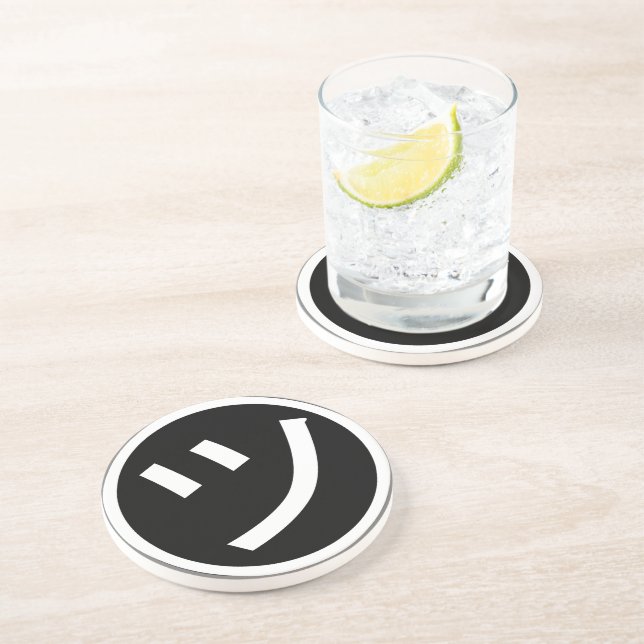 ㋡ Tsu Kana Katakana Smiling Emoji / Emoticon Coaster (Side)