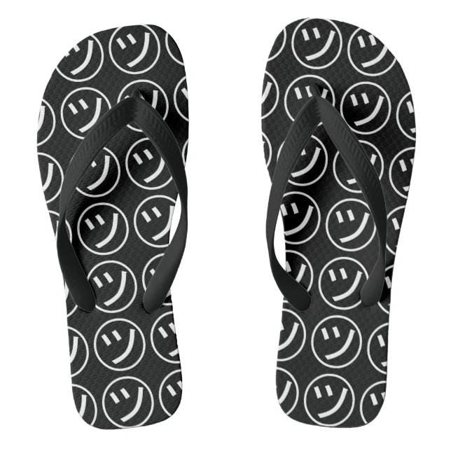 ㋡ Tsu Kana Katakana Smiling Emoji / Emoticon Flip Flops (Footbed)