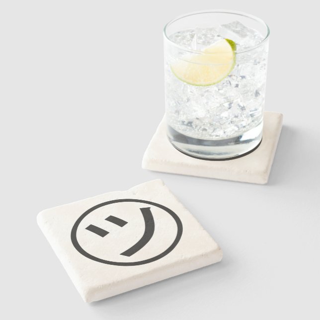 ㋡ Tsu Kana Katakana Smiling Emoji / Emoticon Stone Coaster (Side)