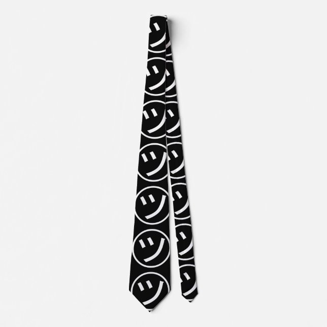㋡ Tsu Kana Katakana Smiling Emoji / Emoticon Tie (Front)