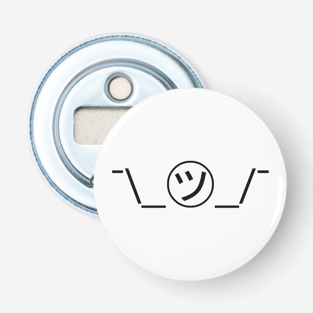 Tsu Kana Shrug Emoticon ¯\_㋡_/¯ Japanese Kaomoji Bottle Opener (Front)