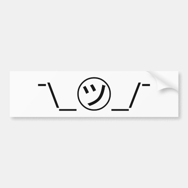 Tsu Kana Shrug Emoticon ¯\_㋡_/¯ Japanese Kaomoji Bumper Sticker (Front)