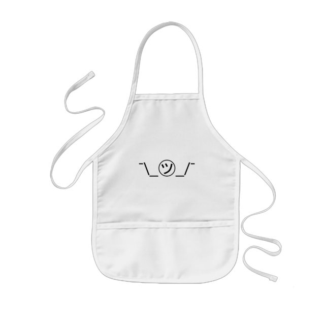 Tsu Kana Shrug Emoticon ¯\_㋡_/¯ Japanese Kaomoji Kids Apron (Front)