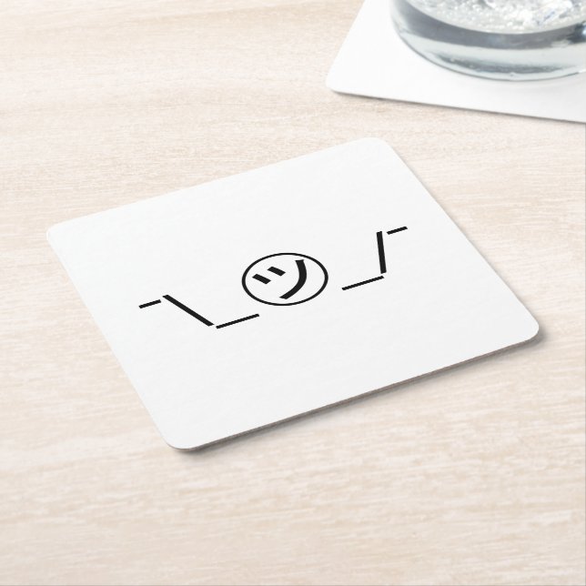 Tsu Kana Shrug Emoticon ¯\_㋡_/¯ Japanese Kaomoji Square Paper Coaster (Angled)