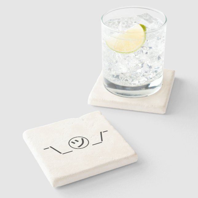 Tsu Kana Shrug Emoticon ¯\_㋡_/¯ Japanese Kaomoji Stone Coaster (Side)