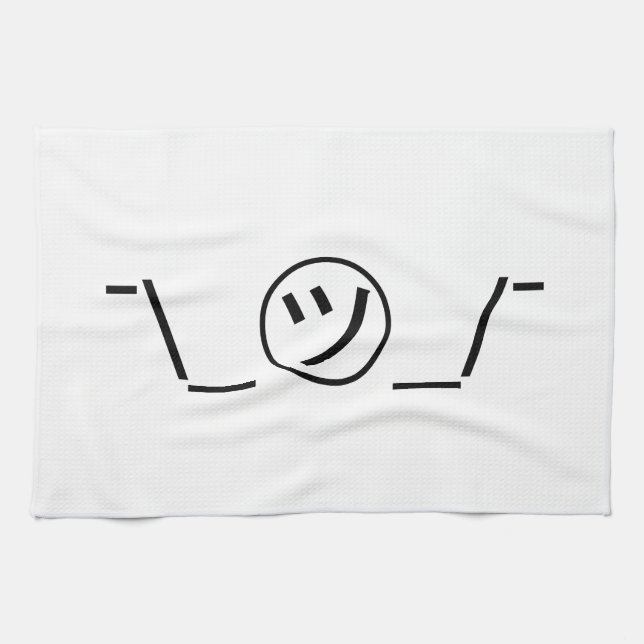 Tsu Kana Shrug Emoticon ¯\_㋡_/¯ Japanese Kaomoji Tea Towel (Horizontal)