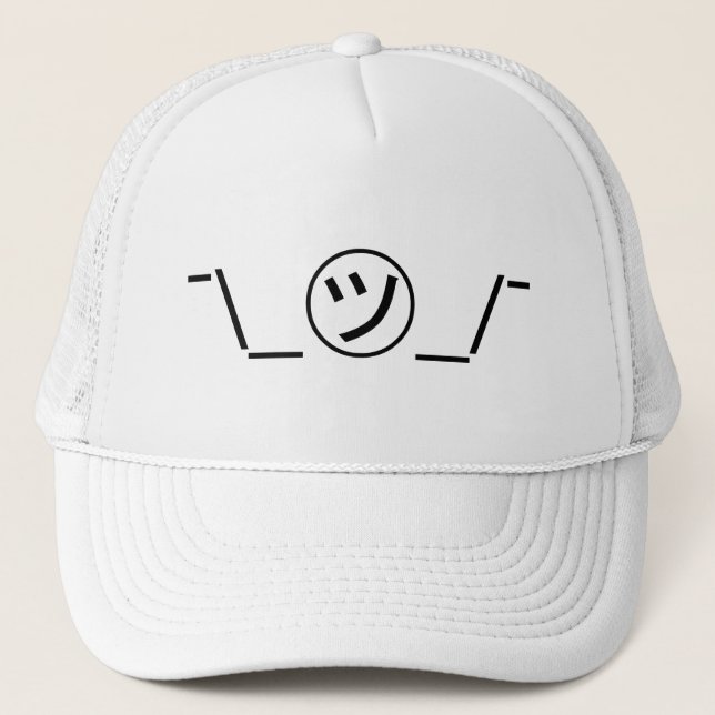 Tsu Kana Shrug Emoticon ¯\_㋡_/¯ Japanese Kaomoji Trucker Hat (Front)