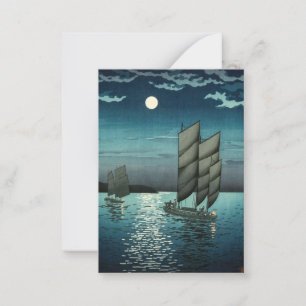 Tsuchiya Koitsu - Boats at Shinagawa, Night Card