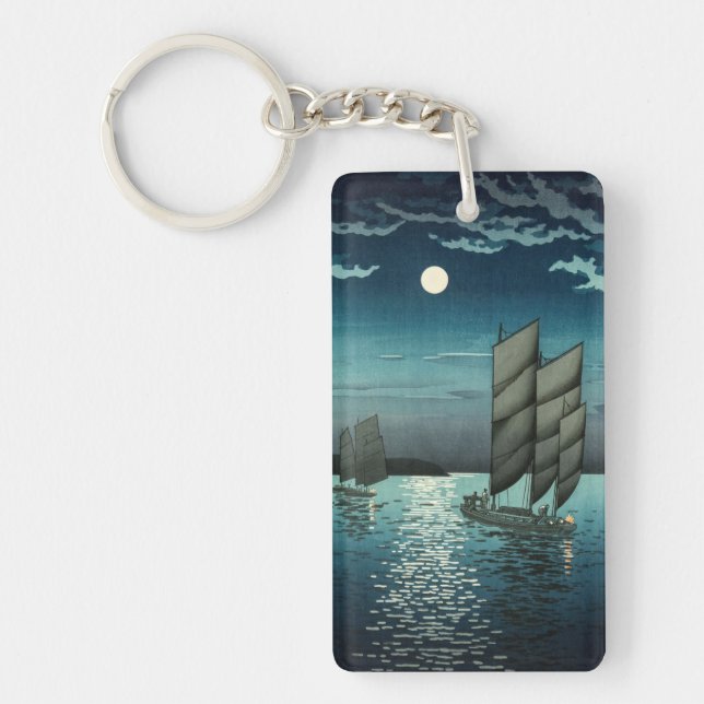 Tsuchiya Koitsu - Boats at Shinagawa, Night Key Ring (Front)