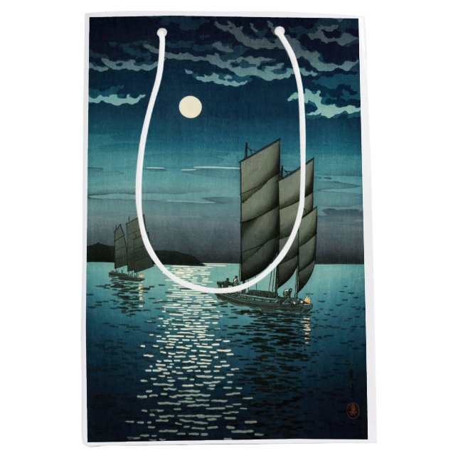 Tsuchiya Koitsu - Boats at Shinagawa, Night Medium Gift Bag (Front)