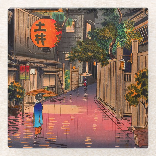 Tsuchiya Koitsu - Evening at Ushigome Glass Coaster (Front)