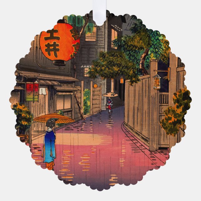 Tsuchiya Koitsu - Evening at Ushigome Tree Decoration Card (Front)