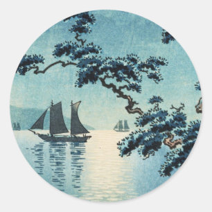 Tsuchiya Koitsu Maiko Sea Shore shin hanga Classic Round Sticker