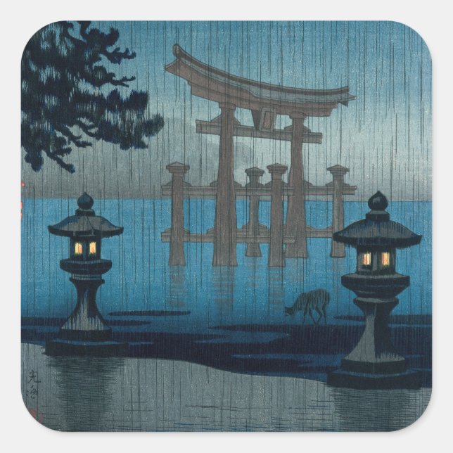 Tsuchiya Koitsu - Miyajima in the Rain Square Sticker (Front)