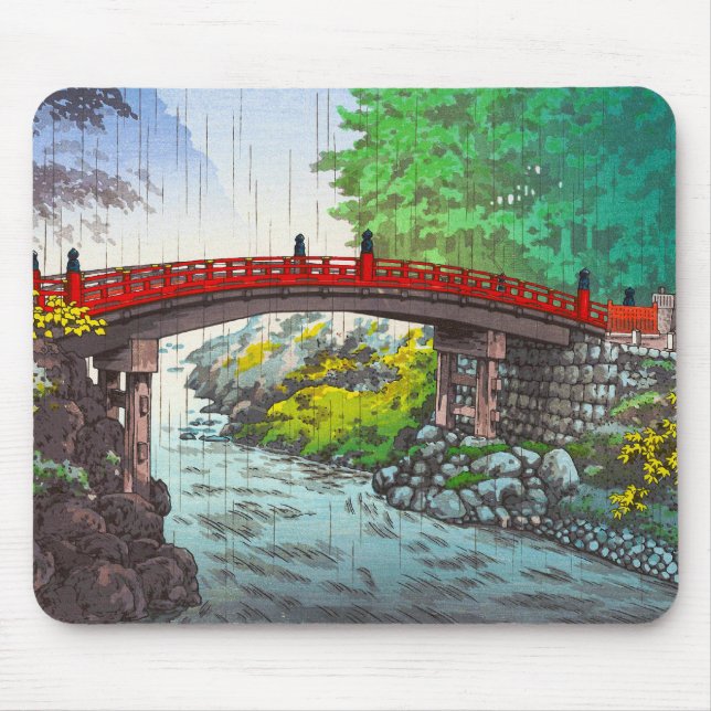 Tsuchiya Koitsu Nikko Sacred Bridge japanese scene Mouse Mat (Front)