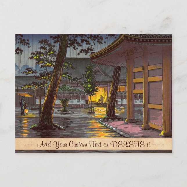 Tsuchiya Koitsu Sketches Takanawa Sengakuji Temple Postcard (Front)