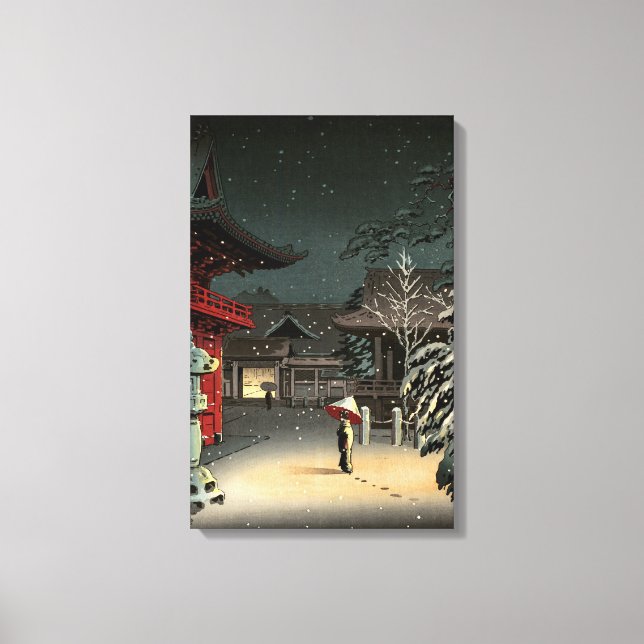 Tsuchiya Koitsu - Snow at Nezu Shrine Canvas Print (Front)