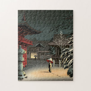 Tsuchiya Koitsu - Snow at Nezu Shrine Jigsaw Puzzle
