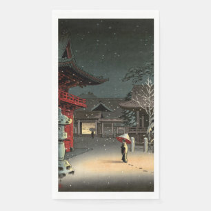 Tsuchiya Koitsu - Snow at Nezu Shrine Napkin
