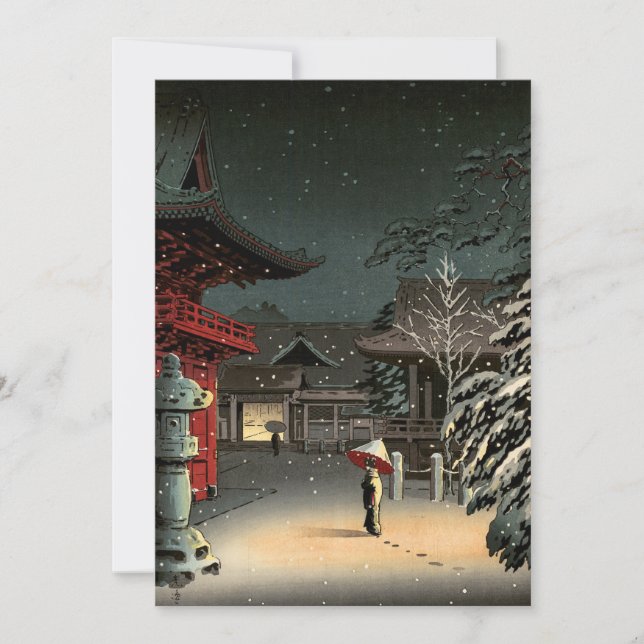 Tsuchiya Koitsu - Snow at Nezu Shrine Thank You Card (Front)