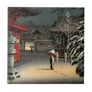 Tsuchiya Koitsu - Snow at Nezu Shrine Tile