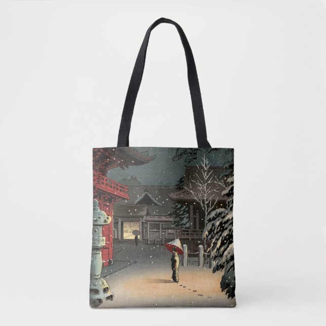 Tsuchiya Koitsu - Snow at Nezu Shrine Tote Bag (Front)