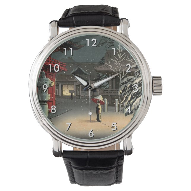 Tsuchiya Koitsu - Snow at Nezu Shrine Watch (Front)
