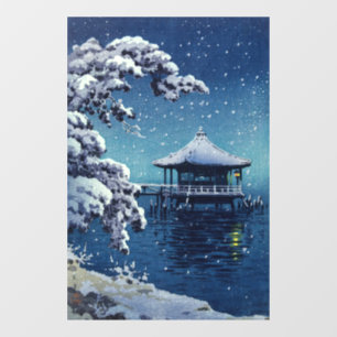 Tsuchiya Koitsu - Snow on the Ukimido at Katada Window Cling