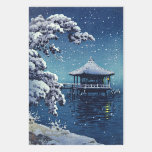 Tsuchiya Koitsu - Snow on the Ukimido at Katada Wrapping Paper Sheet<br><div class="desc">Snow on the Ukimido at Katada (Yuki no Katada Ukimido) - Tsuchiya Koitsu,  Woodblock colour print,  1934</div>