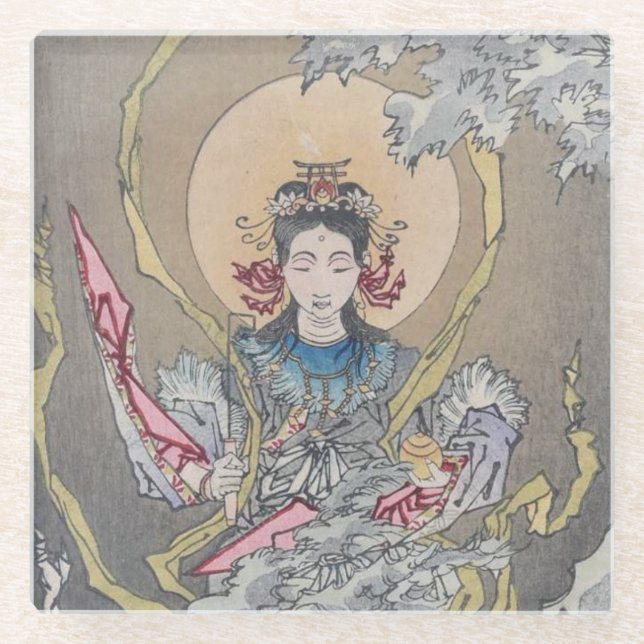 Tsukioka Yoshitoshi's Goddess in the Sea Glass Coaster (Front)