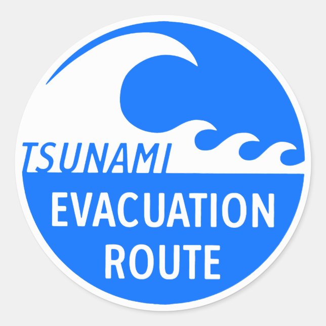 Tsunami Evacuation Route Classic Round Sticker (Front)
