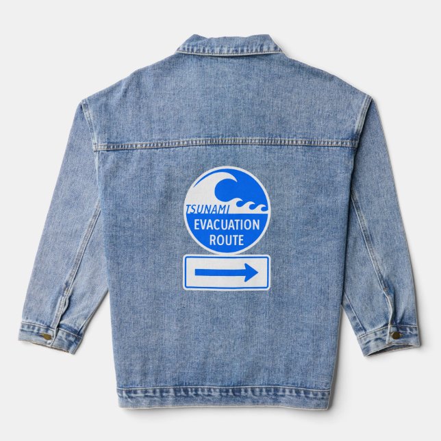 Tsunami Evacuation Route Denim Jacket (Back)