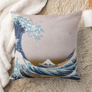 Tsunami Great Wave off Kanagawa Japan by Hokusai Cushion