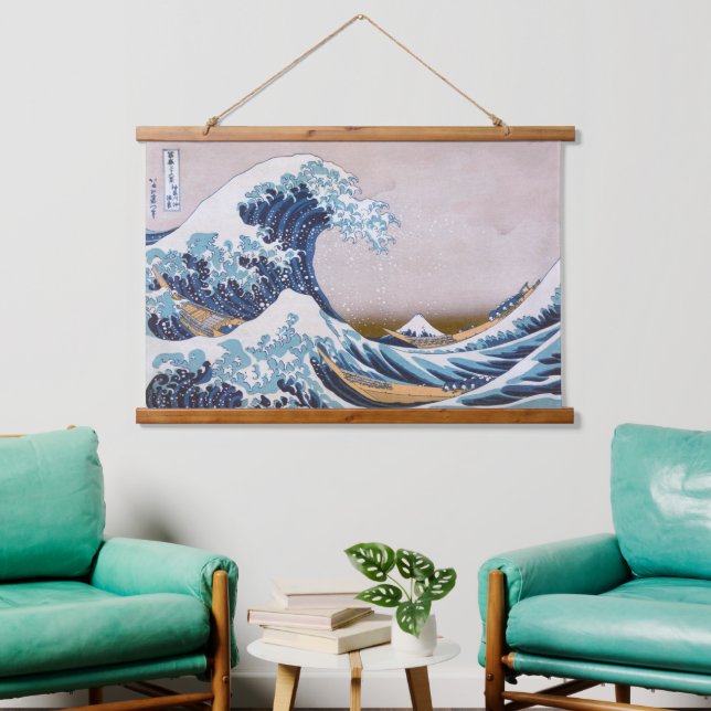 Tsunami Great Wave off Kanagawa Japan by Hokusai Hanging Tapestry (Living Room)