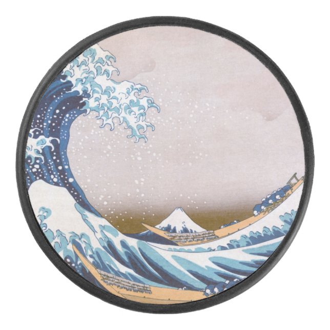 Tsunami Great Wave off Kanagawa Japan by Hokusai Hockey Puck (Front)