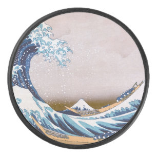 Tsunami Great Wave off Kanagawa Japan by Hokusai Hockey Puck