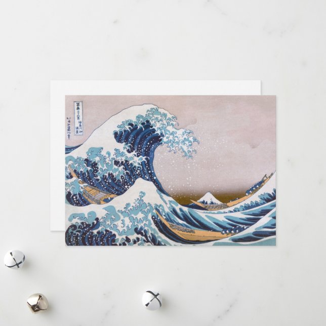Tsunami Great Wave off Kanagawa Japan by Hokusai Holiday Card (Front/Back In Situ)